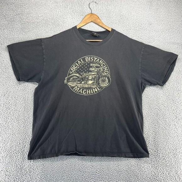 Hot Leathers Shirt Men's 2XL Black Faded Social Distancing Biker Y2k Motorcycle - Picture 1 of 9